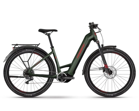 Vélo électrique trekking Unisexe TREKKING 5 LOW Vert Olive/Rouge